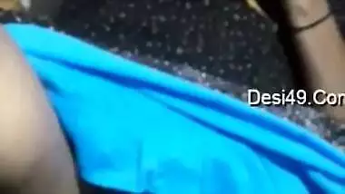 Whore is talking on the phone while lover is touching her Desi vag