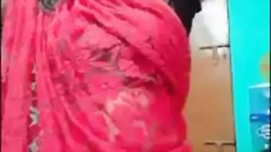 Minu Roy Red Saree Transparent Navel and Back, Married, Bigo ID inside Video