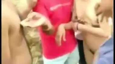 Naked village teen caught outdoor together with lover in Desi mms clip