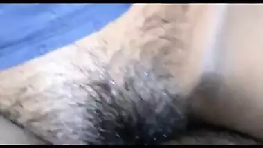 Indian Girl's Hairy & Sweaty Pussy Fucked With A Condom On