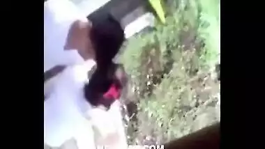 Youthful college couple have a fun a outdoor fuck behind his hostel