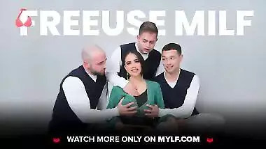 Mylf - Horny Milf Jerks off Her Stepsons Cock And Lets Him Titty Fuck Her Nice Big Titties