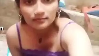 No nakedness but teasing by sex-addicted Desi aunty in front of camera