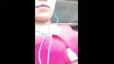 Glamorous legal age teenager plays with her firm milk shakes while on a clip call with bf