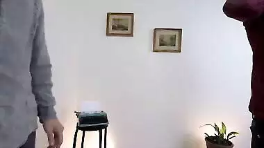 Tricked by the therapist, he cum on my ass while my husband is blindfolded