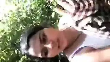 Indian College girl giving her boobs for suck first time on net