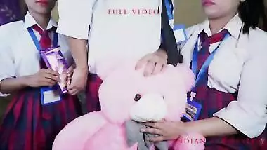 XXX indian 2 hot college girls open bra panty for fuck from 1college boy in Clear Hindi Voice