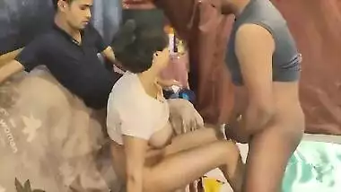 Small dick husband shares and films his wife with 2 fat cocks - threesome sex fucked bye one girl and two boys indian