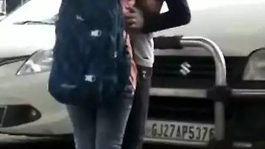Indian guy films on XXX camera how young couple makes out in street