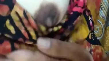 Desi female pulls right chest out to let porn partner touch it