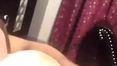 Sexy blue film of a horny young couple having fun in a hotel room