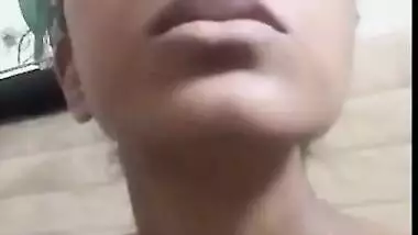 Nude Indian XXX girl smoking and showing her tits and cunt on selfie cam